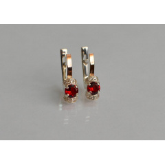 Серебряные серьги Sil с золотом 137s-9 Красный (Sil-1227) Изюм