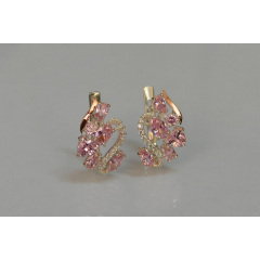 Серебряные серьги Sil с золотыми пластинами 152s-10 Розовый (Sil-1069) Шепетовка