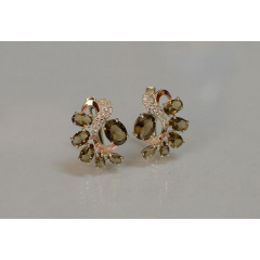 Серебряные серьги Sil с золотыми накладками 153s-15 Коричневый (Sil-1059) Кропивницкий