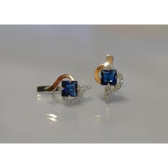 Серебряные серьги Sil с золотыми накладками 118s-12 Танзанит (Sil-828) Житомир