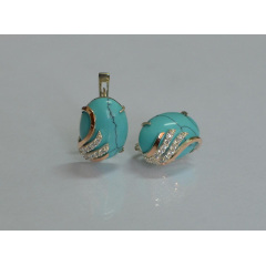 Серьги из серебра Sil с золотом 149s-10 Бирюзовый (Sil-1109) Калуш