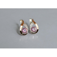 Серебряные серьги Sil с золотыми накладками 144s-8 Розовый (Sil-1163) Житомир
