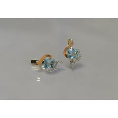 Серебряные серьги Sil с золотыми накладками 118s-11 Голубой (Sil-827) Миколаїв