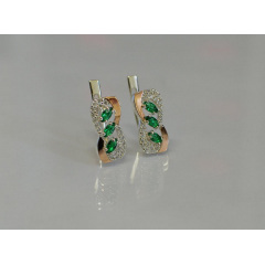 Серебряные серьги Sil с золотыми пластинами 120s-1 Зеленый (Sil-799) Луцьк