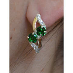 Серьги серебряные Sil 076s-3 Зеленый (Sil-951) Днепр