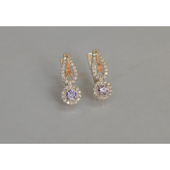 Серебряные серьги Sil с золотыми пластинами 135s-3 Фиолет (Sil-1174) Київ