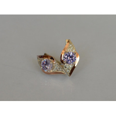 Серебряные серьги Sil с золотыми вставками 145s-11 Фиолет (Sil-1023) Одесса
