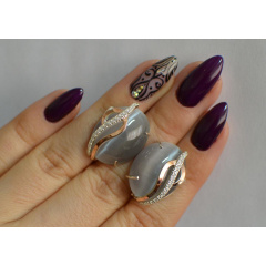 Серебряные серьги Sil с золотыми накладками 150s-3 Серый (Sil-1093) Костополь