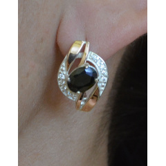 Серебряные серьги Sil 090s-2 Черный (Sil-972) Броди