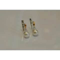 Серебряные серьги Sil с жемчугом 111s-2 Белый (Sil-880) Энергодар