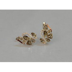 Серебряные серьги Sil с золотыми пластинами 152s-12 Коричневый (Sil-1071) Буча