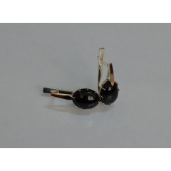 Серебряные серьги Sil с золотыми накладками 147s-3 Черный (Sil-1122) Каменское