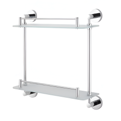 Полка двойная Stellaforme Classic 385х395 прямая матовое стекло хром Херсон