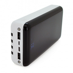 Повербанк PowerBank Bix-30000mAh, Input:MicroUSB+Type-C, Output:4USB/Type-C/MicroUSB/Lightning, QC22.5W/PD20W, White Стрый