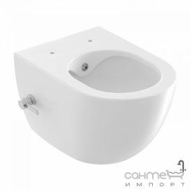 Безободковый подвесной унитаз с функцией биде и смесителем Ravak Uni Chrome RimOff X01912 белый