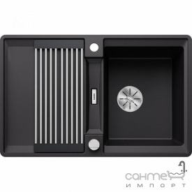 Прямоугольная кухонная мойка на одну чашу с сушкой Blanco Adira 45 S-F Silgranit 527595 темная скала