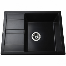 Гранитная мойка накладная Mira Onza 650х500 с крылом, черный