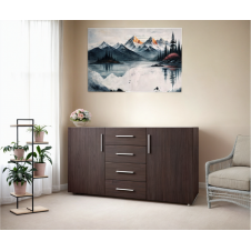Комод с дверцами Tobi Sho Keelin ST-0004 на 4 ящика для гостиной, 1500х820х520 мм Венге