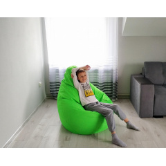 Кресло-мешок груша Оксфорд Waterproof 3XL 95х90х100 см iQmebel Салатовый сьемный чехол Городок