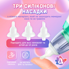 Аспиратор назальный (соплеотсос) для новорожденных и до 10 лет аккумулятор 3 режима 3 насадки (AN-01) Ворожба