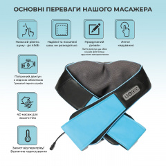Массажер для всего тела (шеи, спины) с подогревом SBTR Shiatsu Синий Долина