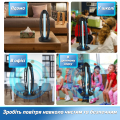 Кварцевая лампа бактерицидная 38W БЕЗОЗОНОВАЯ черная и дистанционное управление SBT group UV01W-38W Хуст