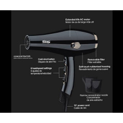 Фен для сушки и укладки волос с ионизацией DSP 30088 2200W Черный (24327-30088_601) Вінниця