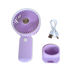 Вентилятор ручной аккумуляторный с подставкой для телефона Mini Fan HX09-1 Сиреневый с белым Білгород-Дністровський