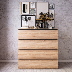 Комод із 4 шухлядами Tobi Sho Damien ТХ-05 для вітальні, спальні, 1000х1015х400 мм Сонома
