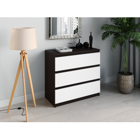 Комод малогабаритний Tobi Sho Caroll T-214 на 3 шухляди для вітальні, спальні 800х760х400 мм Венге/Білий