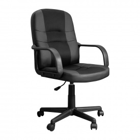 Офісне крісло Крафт Richman чорний пластик зі шкірозамінником