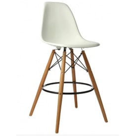 Барний стілець Тауер-Вуд білий на дерев'яних ніжках бук