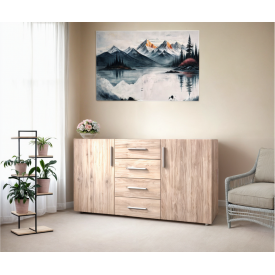 Комод с дверцами Tobi Sho Keelin ST-0004 на 4 ящика для гостиной, 1500х820х520 мм Сонома