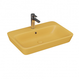 Раковина накладная Lucco Mita 650х450 прямоугольная, желтая матовая