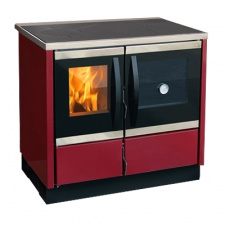 Печь с водяным контуром MBS Thermo Rocky red 25 кВт правое верхнее подключение дымохода