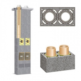 Комплект керамічного димоходу Schiedel UNI двотяговий без вентиляції 140 мм+140 мм 4 м