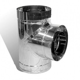 Тройник 87° на дымоход Versia-Lux Ø 230/300 мм нерж/нерж 0,8/0,5 мм двустенный элемент