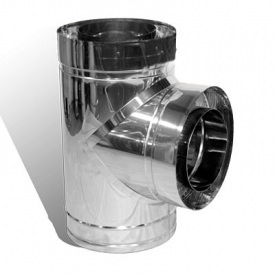 Трійник 87° на димохід Versia-Lux Ø 300/360 мм нерж/нерж 0,5/0,5 мм двостінний елемент