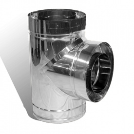 Трійник 87° на димохід Versia-Lux Ø 180/250 мм нерж/нерж 1/0,5 мм двостінний елемент