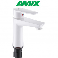 Фото - Смеситель для умывальника AMIX Oscar-001 White (без подвода), Белый Смеситель для умывальника AMIX Oscar-001 White (без подвода), Белый