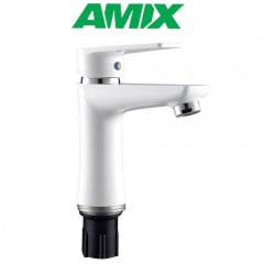 Змішувач для умивальника из термопластика AMIX Oscar-001(W). White (з підводом), Білий Фастів
