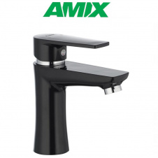 Смеситель для умывальника AMIX Oscar-001 Black (без подвода), Чёрный