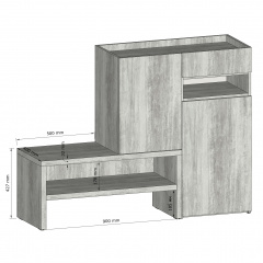 Тумба-подставка для обуви Tobi Sho Viola RS-4 с ящиком и дверцами, 1350х1017х400 мм Белый Изюм