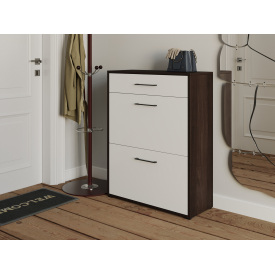 Тумба для обуви Tobi Sho Laura Т-207 с ящиком в прихожую, 700х920х280 мм Венге темный-Белый