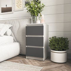 Тумба прикроватная Tobi Sho Heidi T-216 на три ящика для спальни, 400х758х398 мм Белый-Антрацит Мукачево