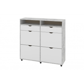 Тумба для взуття Clario (118,6х34х113,5 см, бетон + білий)