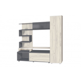 Вітальня Зепто-1 (195х49х196 см, дуб крафт білий + сірий шифер)