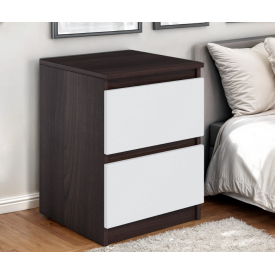 Тумбочка прикроватная Tobi Sho Lea T-225 с двумя ящиками для спальни, 400х500х400 мм Венге-Белый
