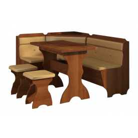 Кухонний комплект PinePlatter (Лісовий Горіх + Кава, куточок, стіл та 2 табуретки)