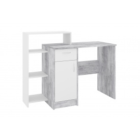 Стіл письмовий Esseto (116,6х48х75/92 см, бетон + білий)